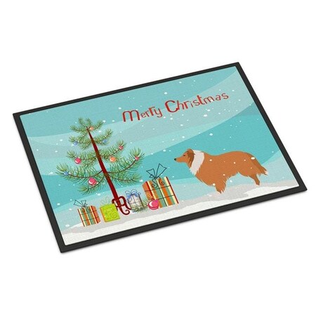 Carolines Treasures BB2934JMAT Collie Dog Merry Christmas Tree Indoor or Outdoor Mat, 24 x 36 BB2934JMAT